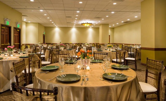 Event Space Set Up With Round Tables for Meal | Social Group Event Venues in Las Vegas