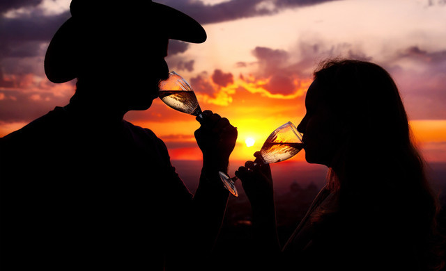 Gatlinburg Couple Retreats | Couple Silhouette Drinking Wine
