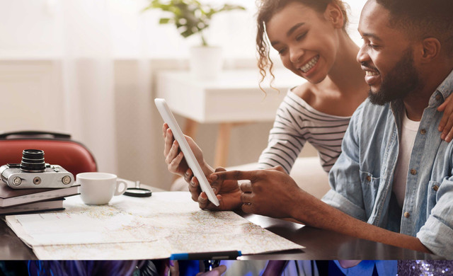 Family Using iPad Planning Trip - Westgate Resorts Digital Certificates