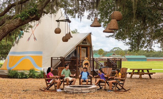 Family in Front of Glamping Tent