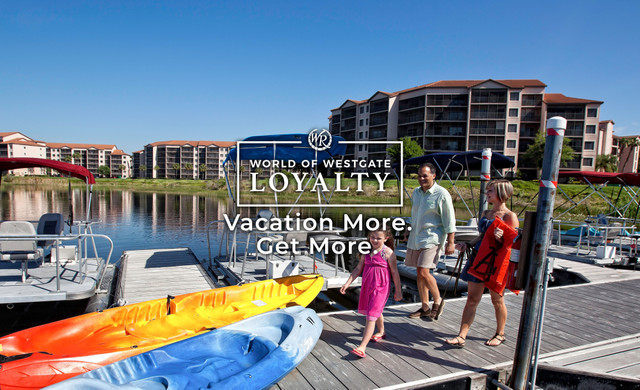 family rent boats at Westgate Lake Resort - In Orlando Florida near theme parks