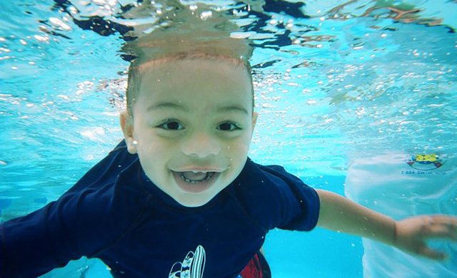 baby learning how to swim - Westgate Lakes Resort in Orlando Florida