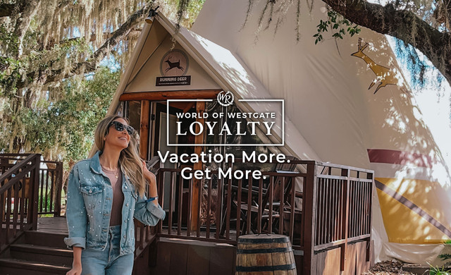 world of westgate loyalty program - woman in front of glamping tent