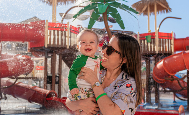 family at water park