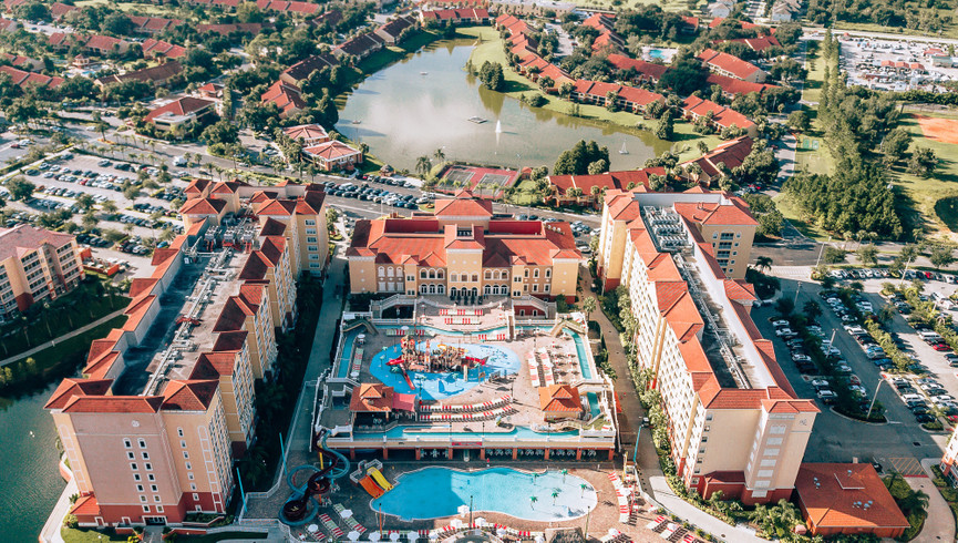 Aerial View of Resort Water Park, Pool & Villas - Westgate Vacation Villas Resort