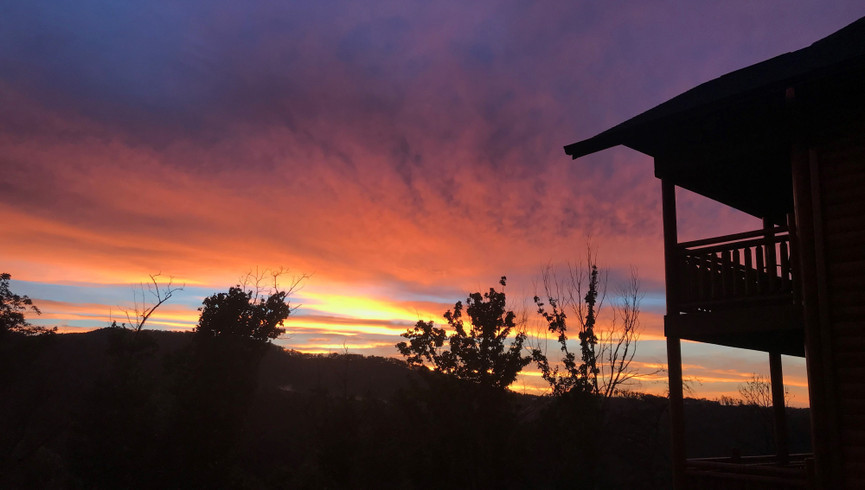 Tiro de montaña al atardecer