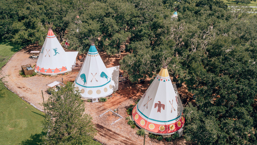 Aerial View of Luxury Teepees - Accommodations at Westgate River Ranch Resort & Rodeo