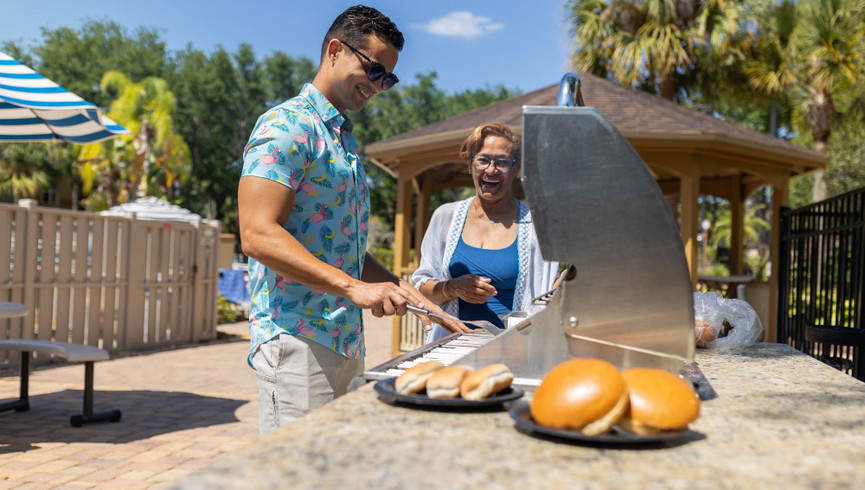 family grilling at westgate blue tree resort near disney