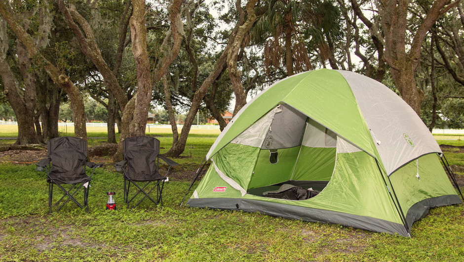 Camping in a clearance tent