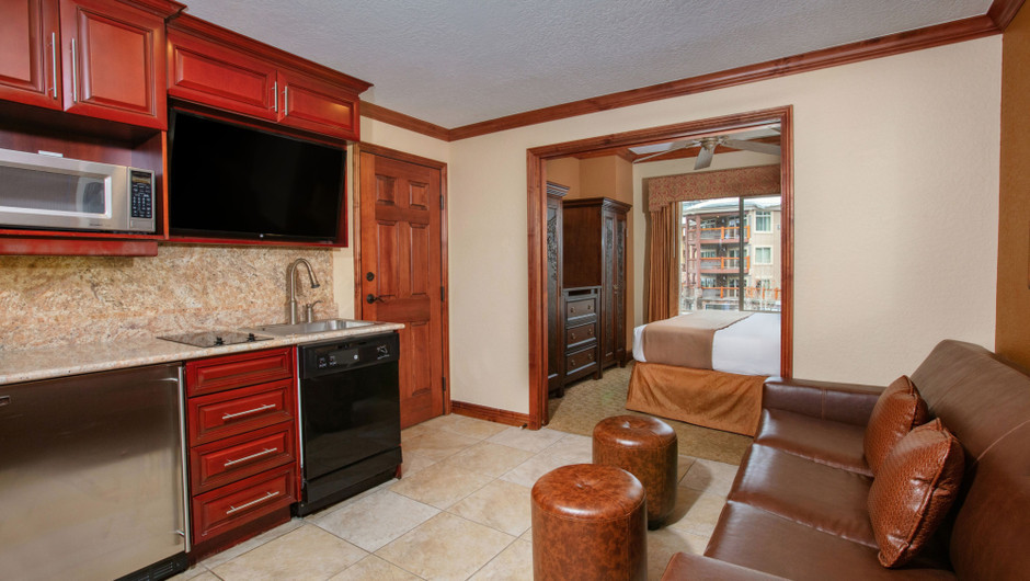 Kitchen/Living Area in our Luxury Two-Bedroom Villa - Park City Resort in Utah | Westgate Park City Resort & Spa | Westgate Resorts