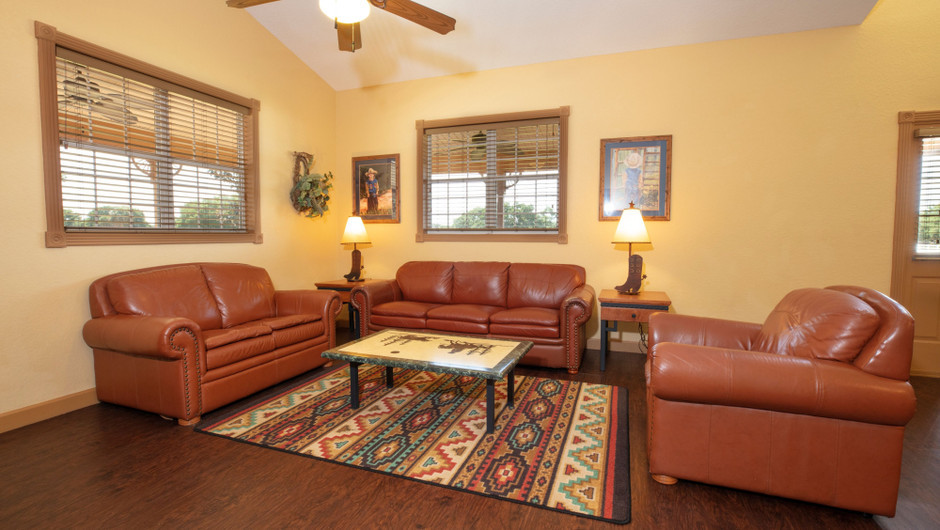Living Area in our Saddle Club One-Bedroom Grand Cabin - Westgate River Ranch Resort & Rodeo