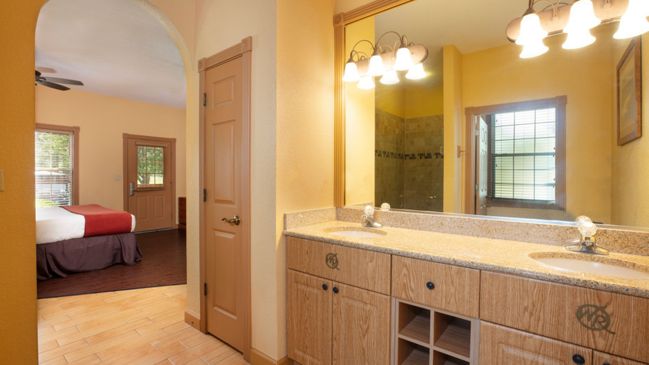 Bathroom in our Saddle Club Two-Bedroom Cabin |  Westgate River Ranch Resort & Rodeo | Westgate Resort