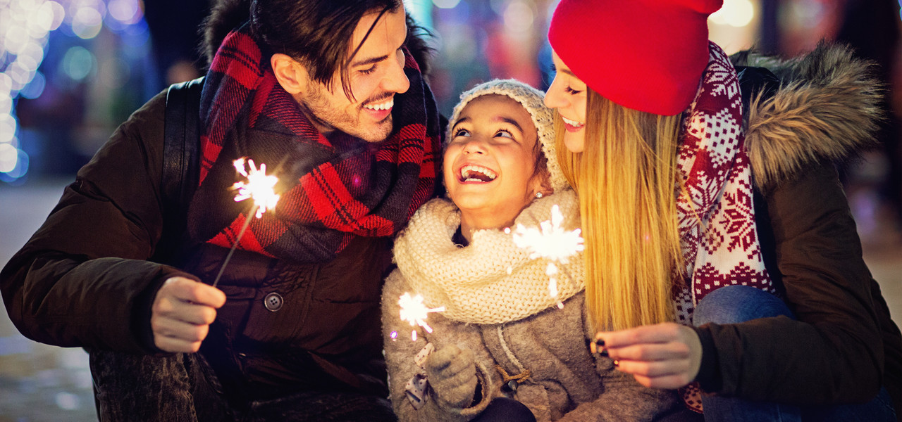 Dickens Christmas Show | Family in Winter Clothing Outside