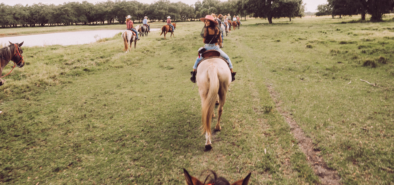Digital Detox Retreat Activities for Team Building– group on horseback riding trail