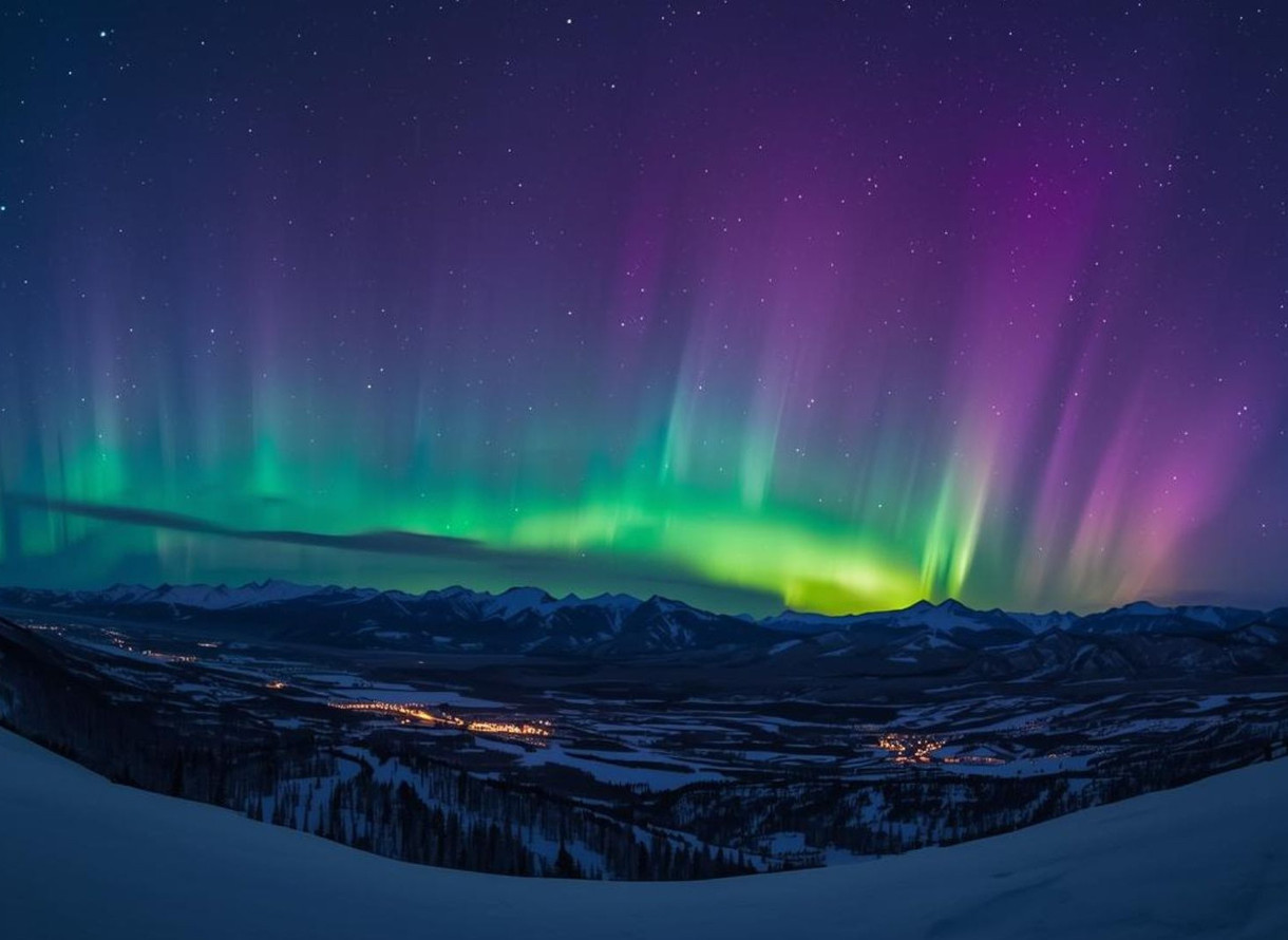 Aurora boreal vista do espaço, image size:1220x890