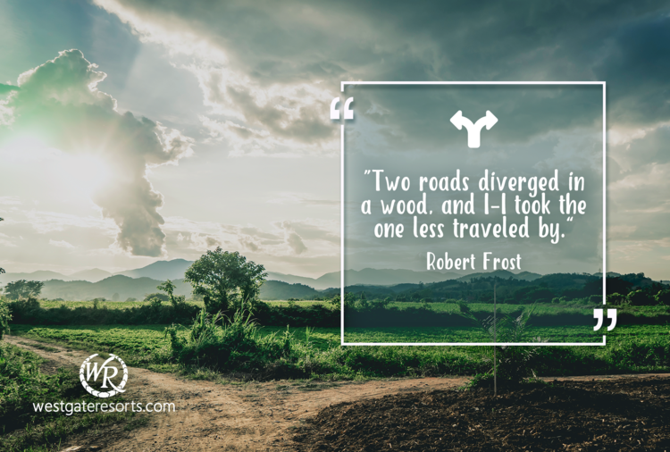 Two Roads Diverged in a Wood, and I – I Took the One Less Traveled By | Robert Frost | Motivational Travel Quotes