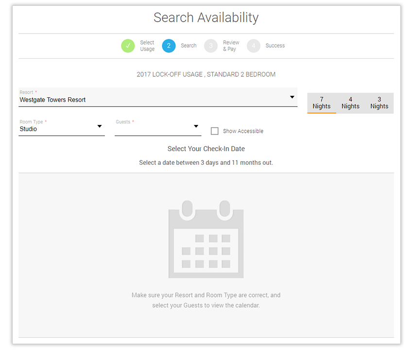 Search Availability & Select your Dates