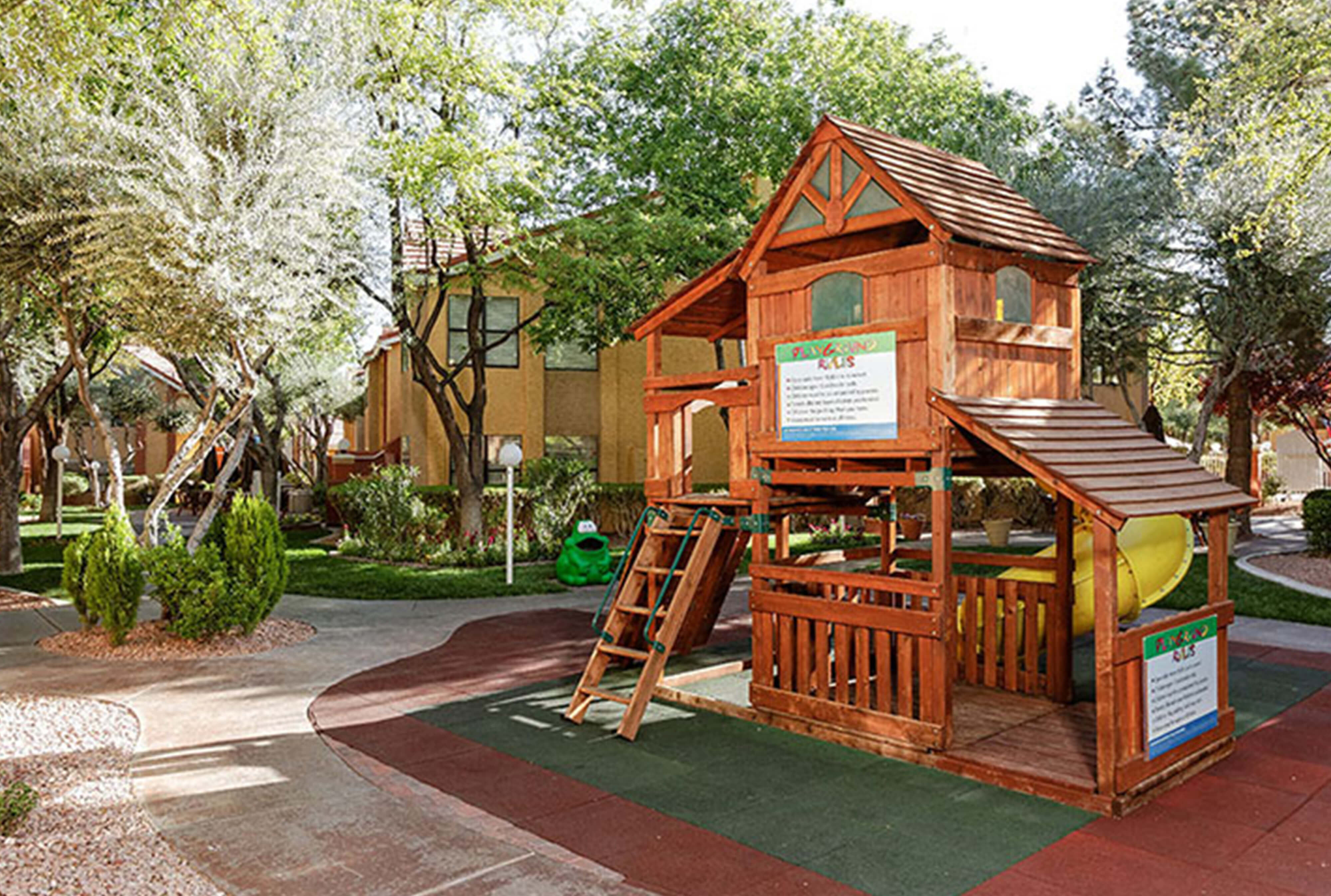 Playground with resort buildings in background | Westgate Flamingo Bay Resort