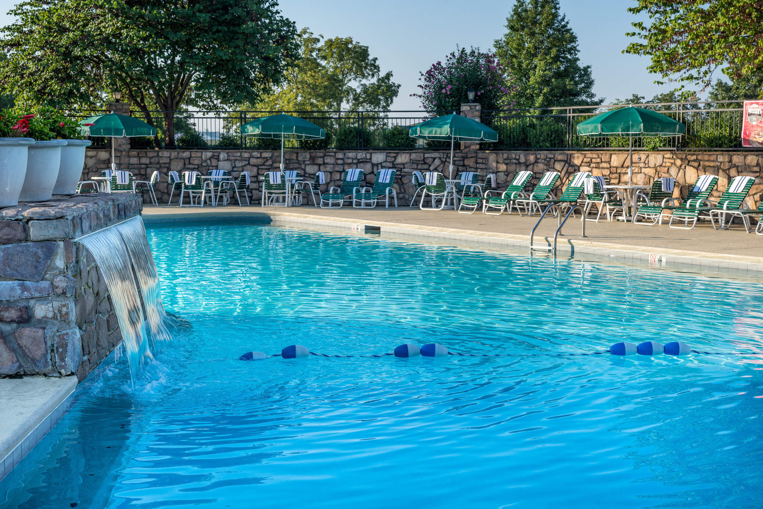 Rock waterfall at Outdoor Pool | Westgate Branson Woods Resort | Westgate Resorts in Branson MO