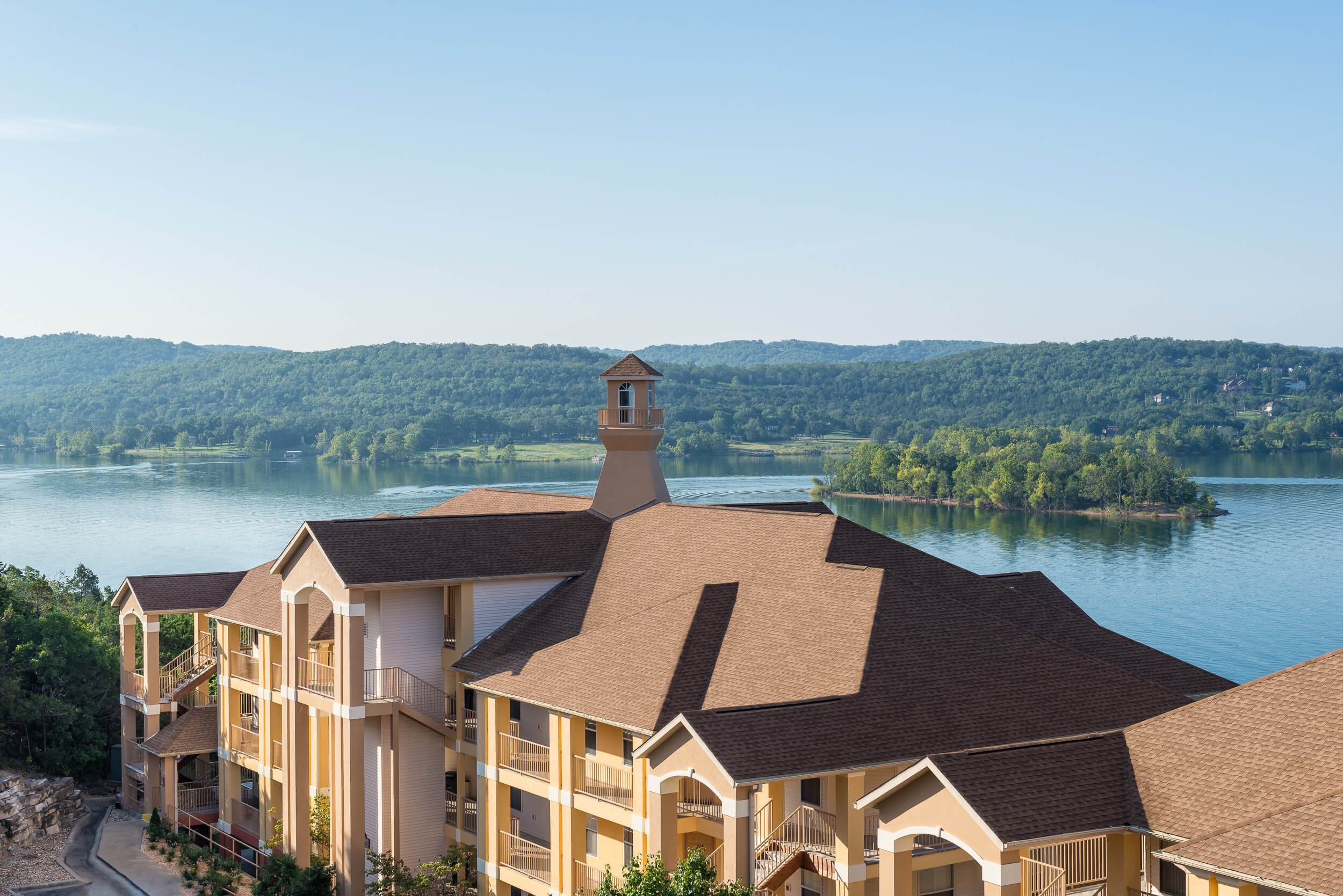 Resort exterior with Table Rock Lake in background | Westgate Branson Lakes Resort