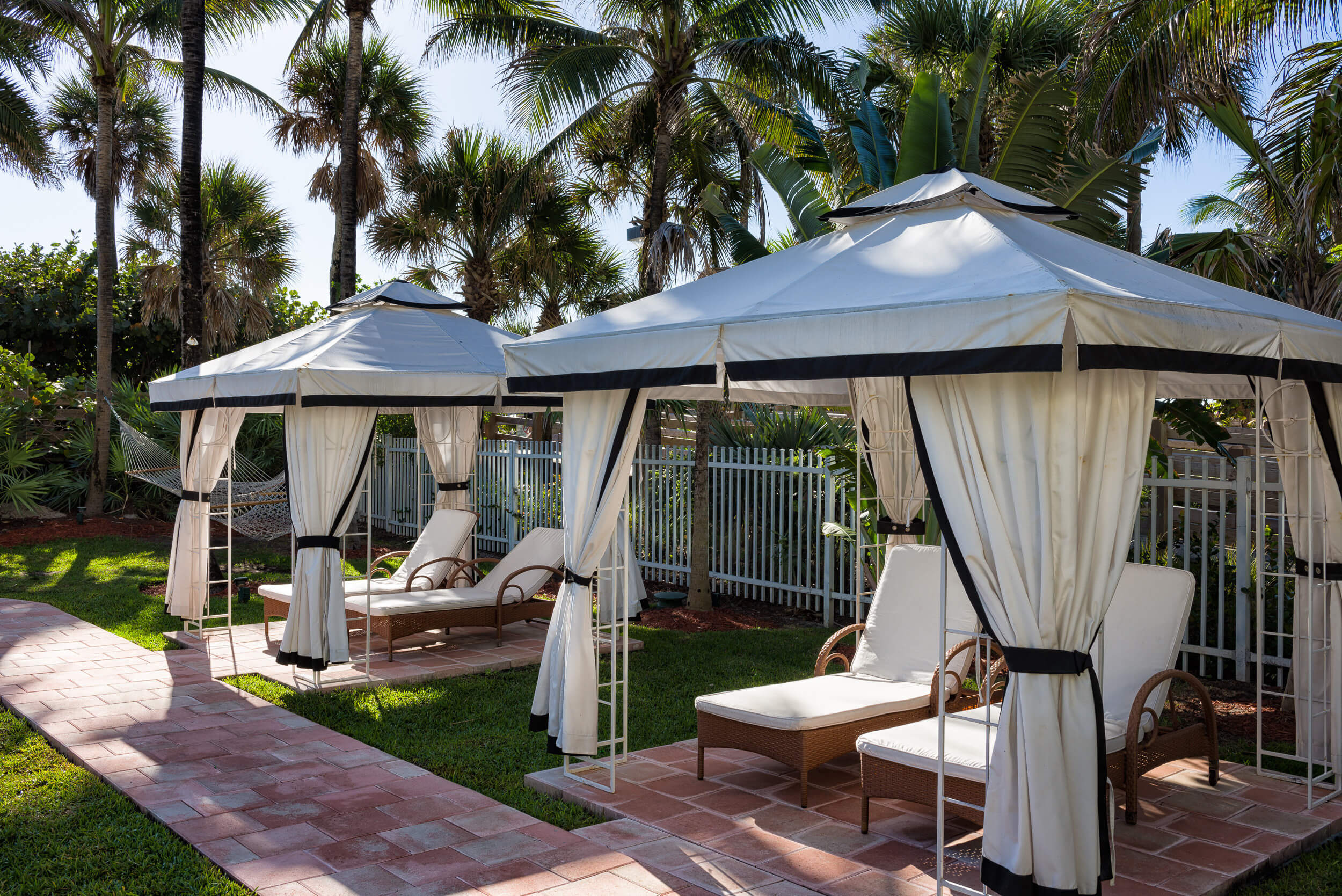 Private cabanas with lounge chairs | Westgate South Beach Oceanfront Resort