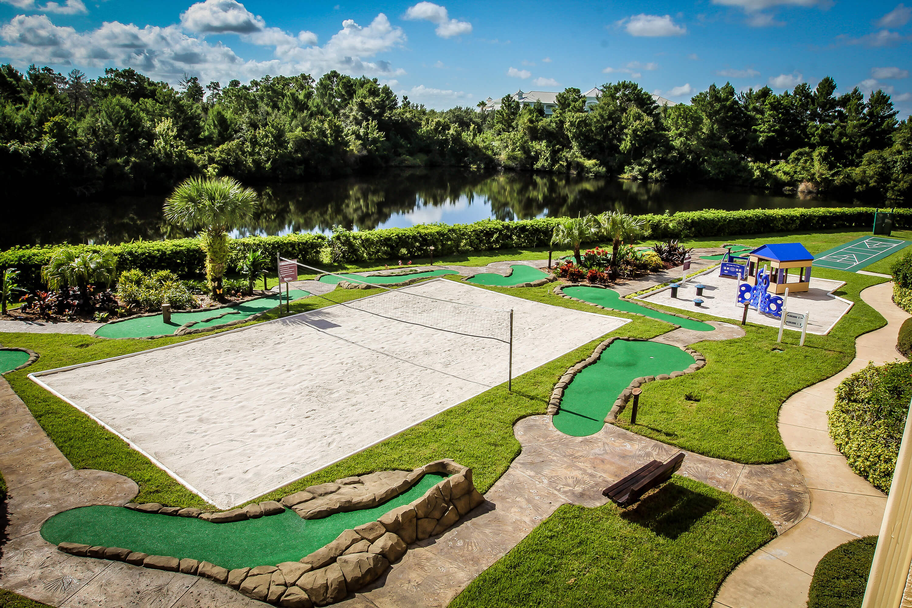 Sand Volleyball Court surrounded by Mini Golf Course | Westgate Leisure Resort