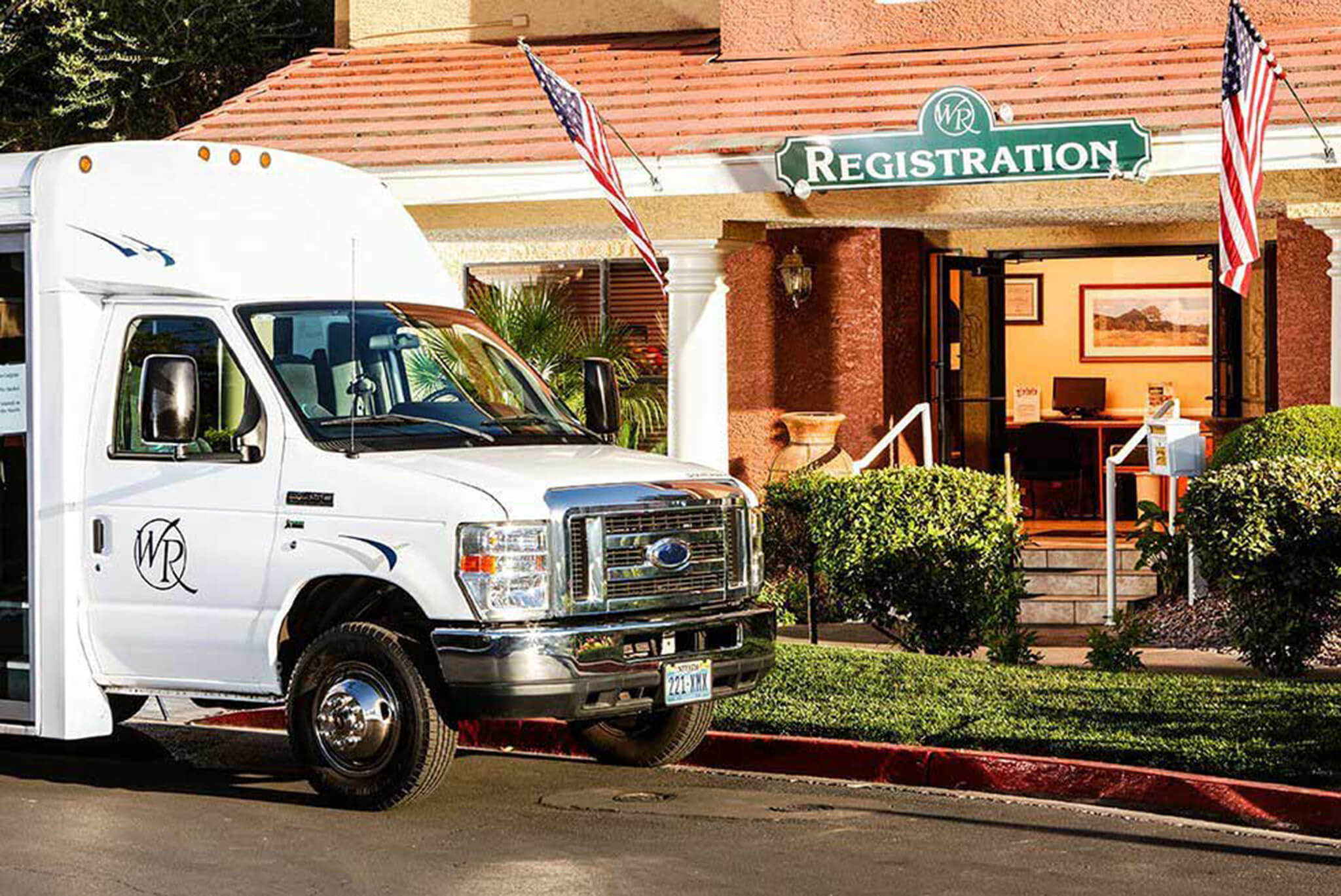 Complimentary shuttle in front of Registration | Westgate Flamingo Bay Resort | Westgate Resorts in Las Vegas NV