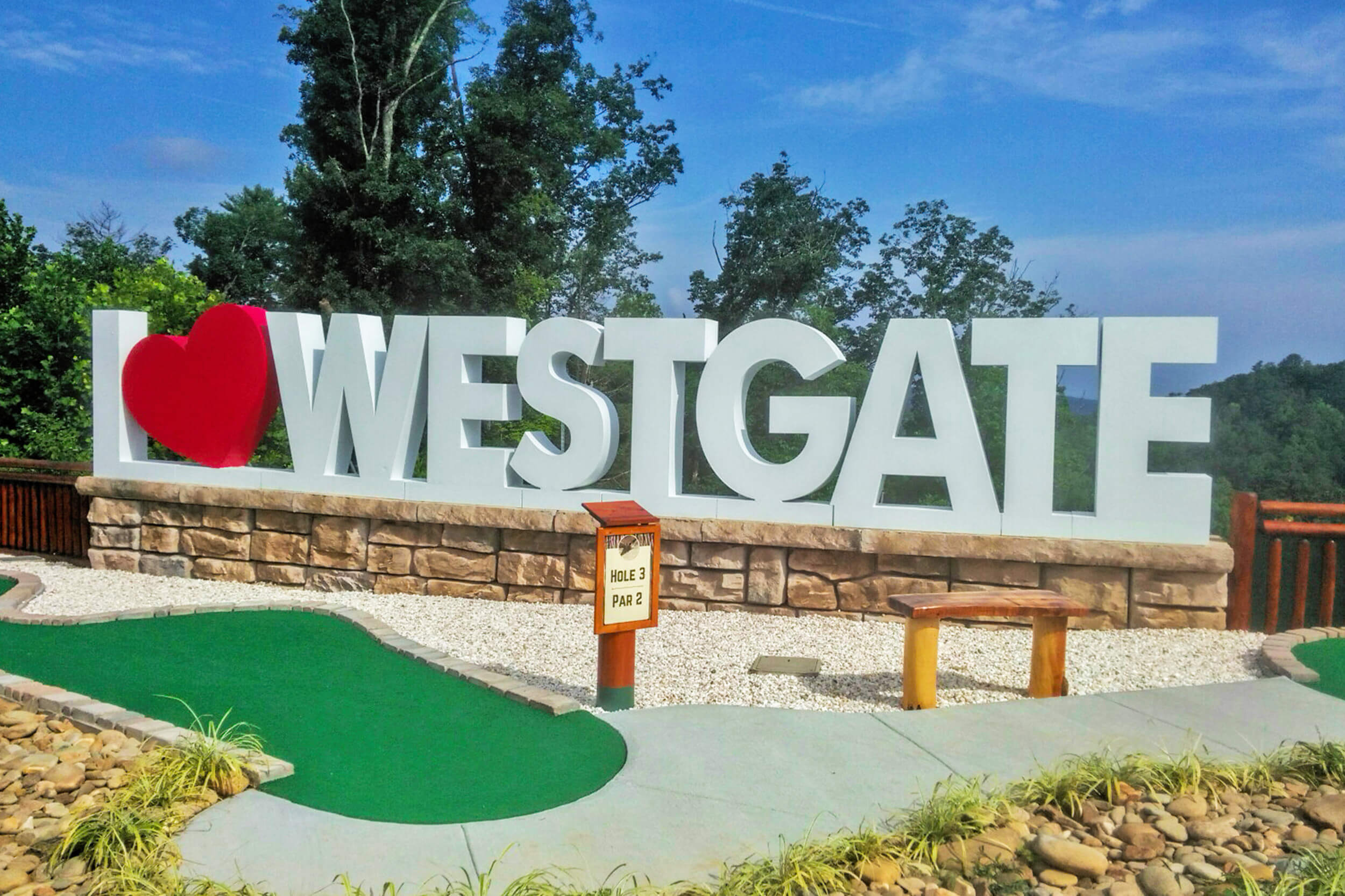 I Love Westgate sign at Mini Golf course | Westgate Smoky Mountain Resort & Spa