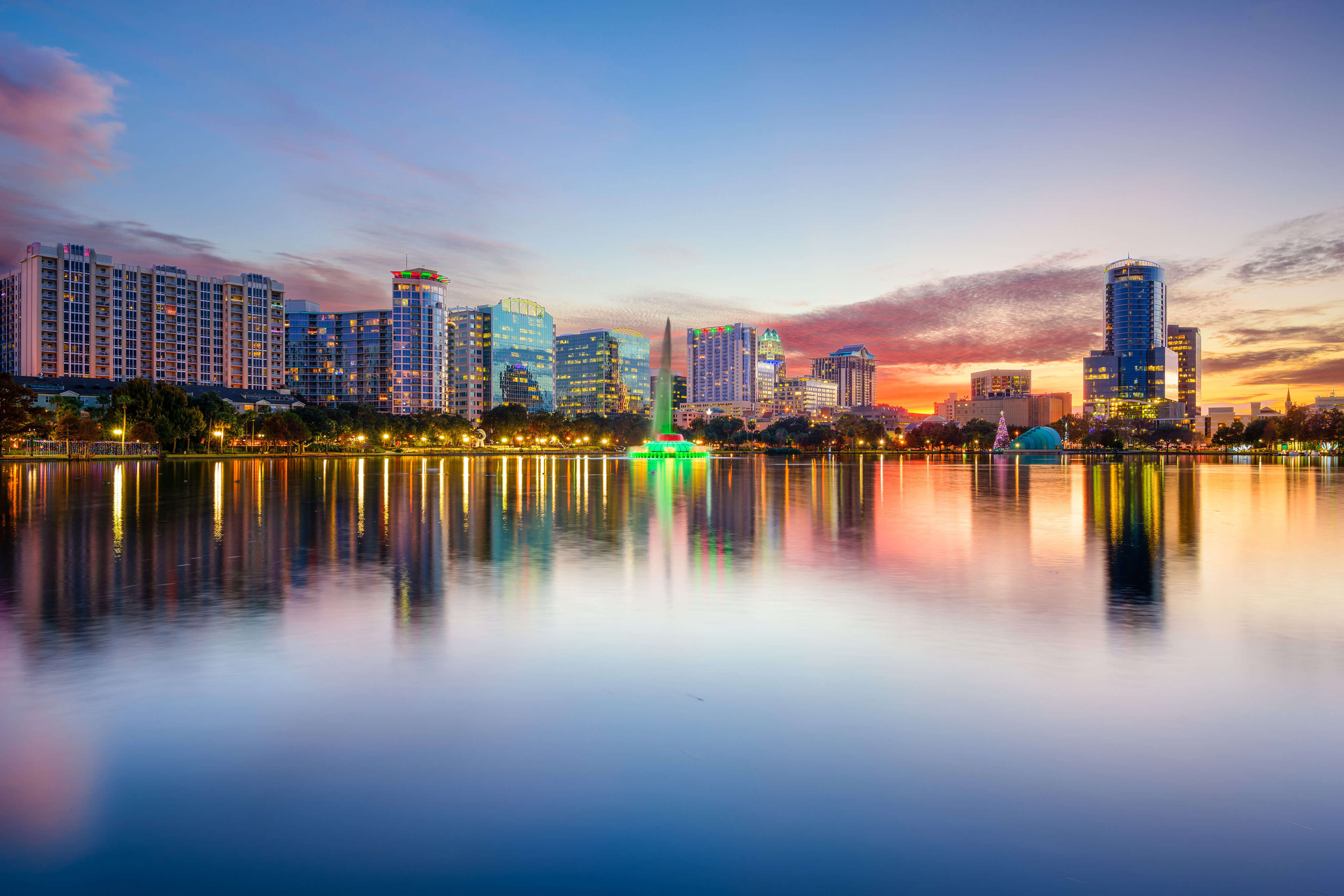 Sunset at Lake Eola Park Orlando