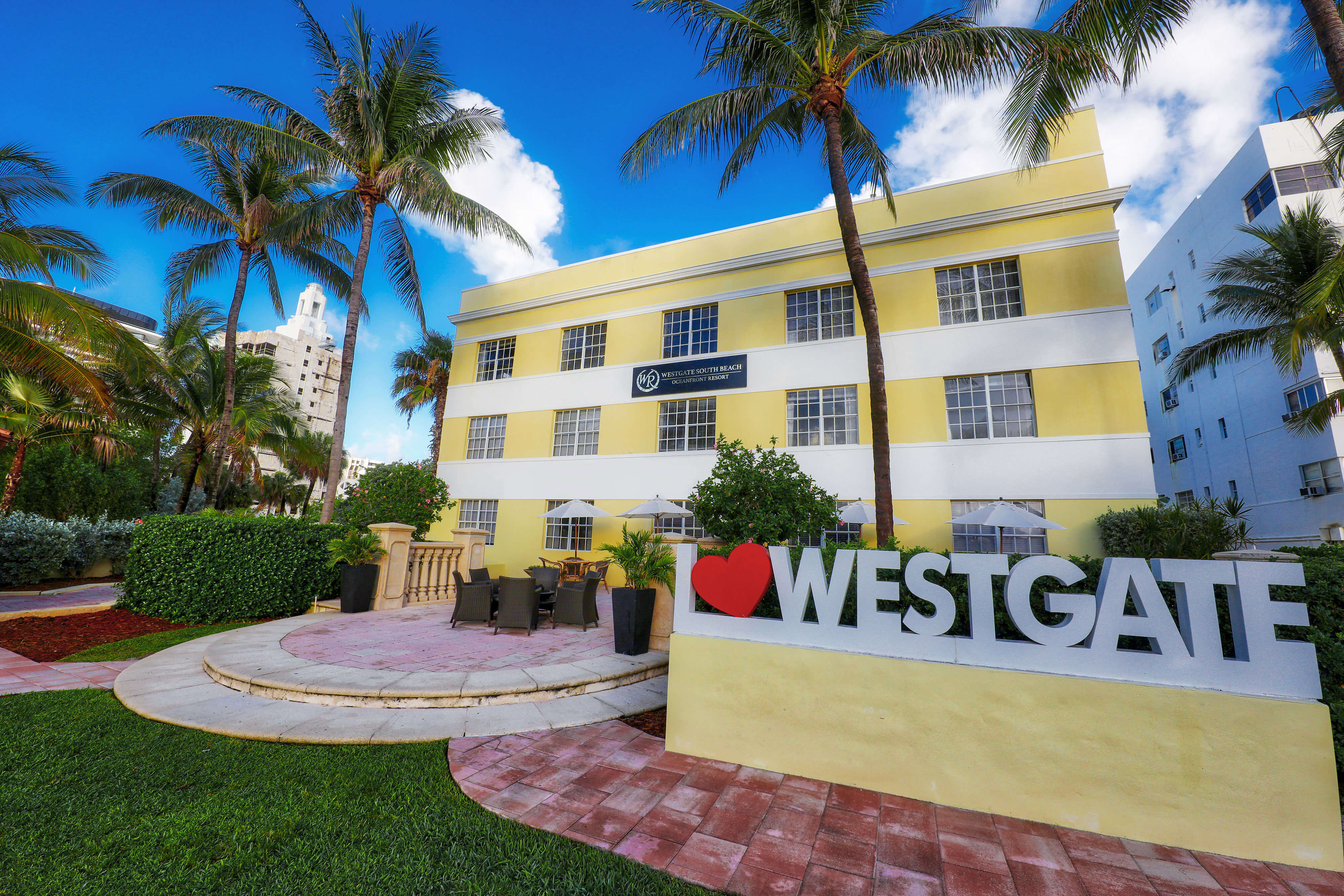Resort exterior with I Love Westgate sign | Westgate South Beach Oceanfront Resort